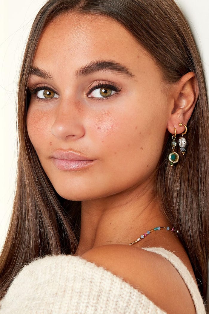 Boucles d'oreilles avec breloque colorée Small Acier inoxydable h5Image2